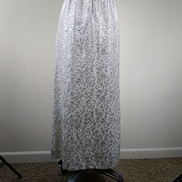 Vintage Handmade Formal Silver And Cream Dress Size S/M Approximate - Picture 6 of 16
